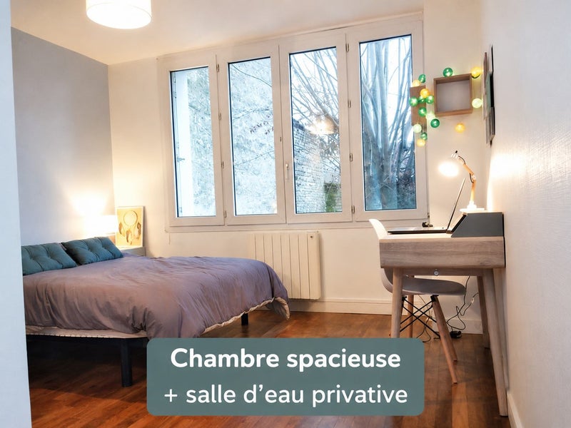 Photo 1: Chambre 15m3, lumineuse (double exposition) avec salle d'eau privative