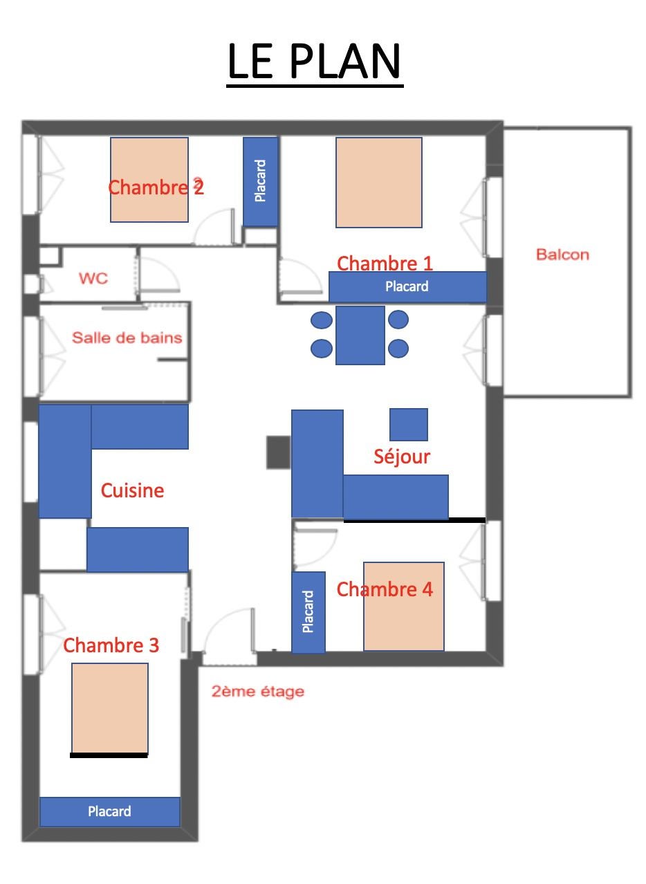 Loue 4 chambres en appartement de colocation 82m2 Photo principale